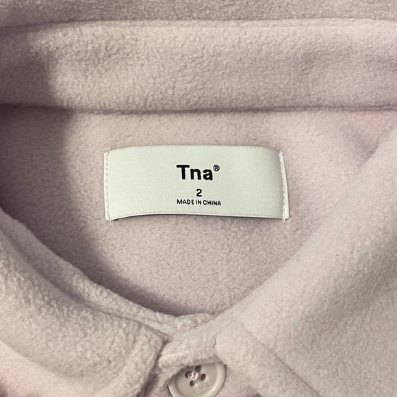 Aritzia TNA Fleece Cozy Mega Shirt Button Front Lounge Lilac Size 2 - Picture 3 of 5